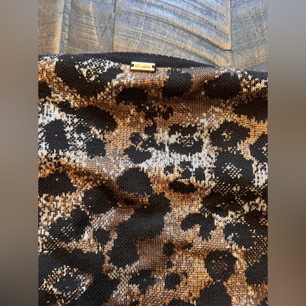 St John Sport Leopard Animal Print Knit Zip Cardigan Jacket Wool Blend M - Picture 7 of 12